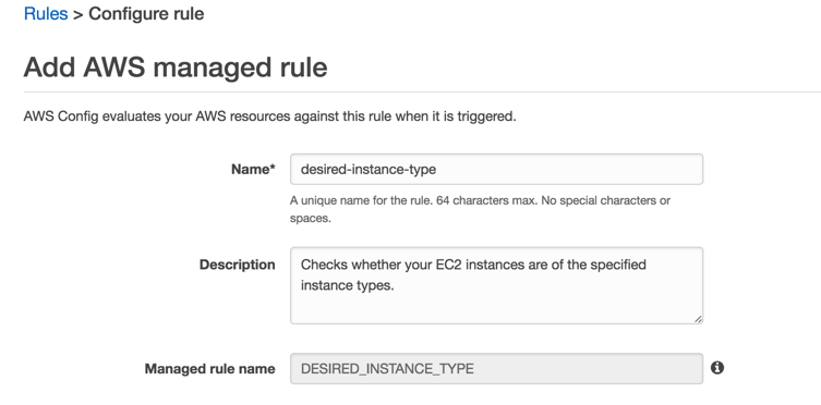 AWS Configure Managed Rule